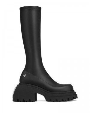 Cizme cu Platforma Naked Wolfe Scar Stretch Dama Negrii | Romania 702IZNBT