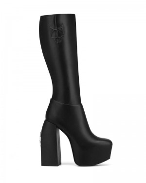 Cizme cu Platforma Naked Wolfe Sting Piele Dama Negrii | Romania 831LSRZI