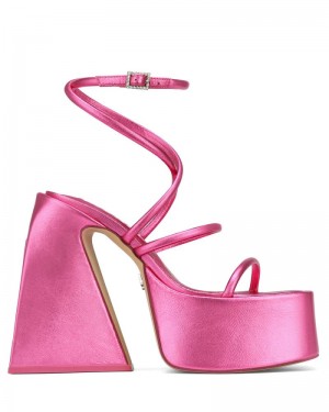 Sandale cu Platforma Naked Wolfe Angel Metallic Dama Roz | Romania 830BRXNY