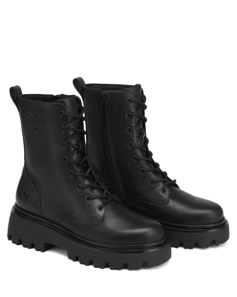 Cizme cu Platforma Naked Wolfe Faithful Piele Dama Negrii | Romania 381FOIBR
