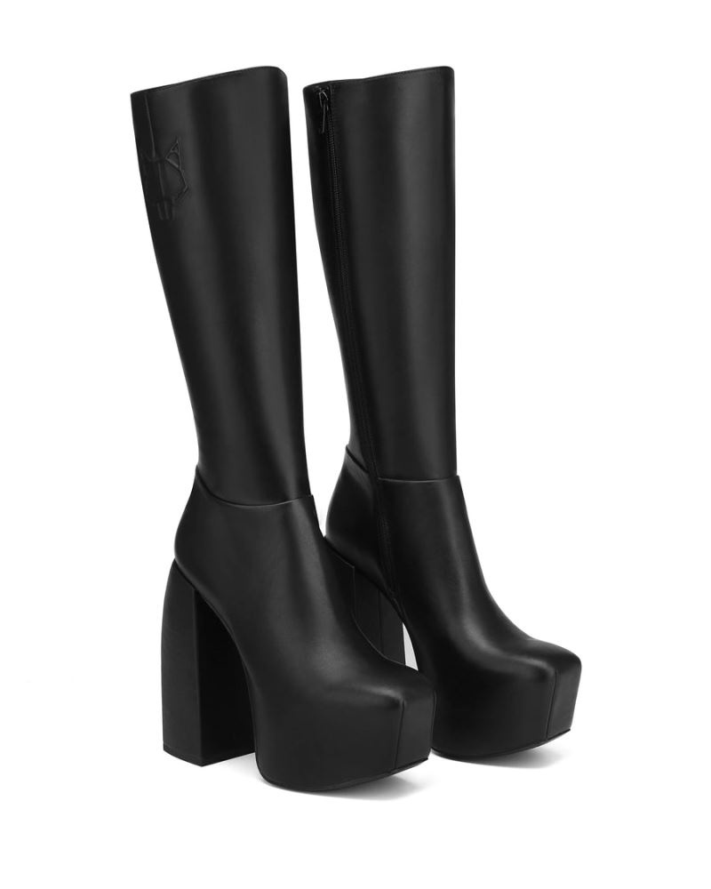Cizme cu Platforma Naked Wolfe Sting Piele Dama Negrii | Romania 831LSRZI
