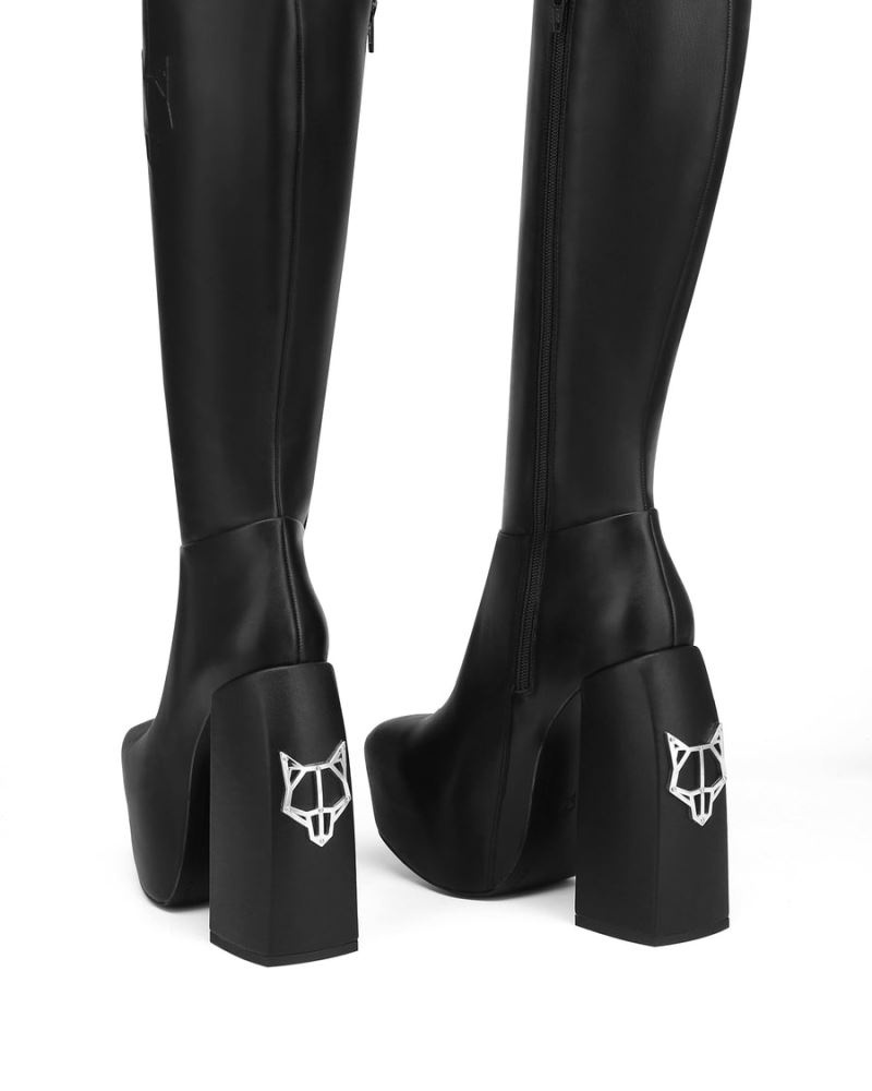 Cizme cu Platforma Naked Wolfe Sting Piele Dama Negrii | Romania 831LSRZI