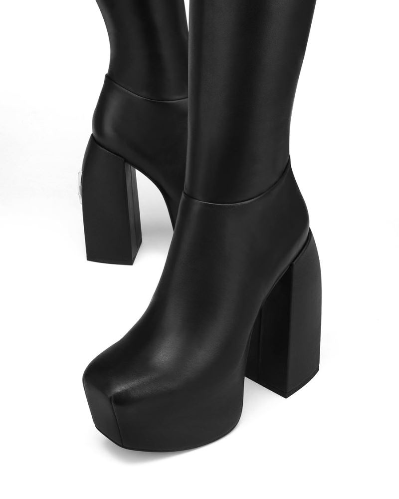 Cizme cu Platforma Naked Wolfe Sting Piele Dama Negrii | Romania 831LSRZI