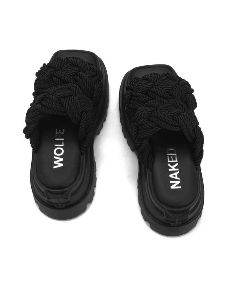Sandale cu Platforma Naked Wolfe Drama Rope Dama Negrii | Romania 259BYVKH