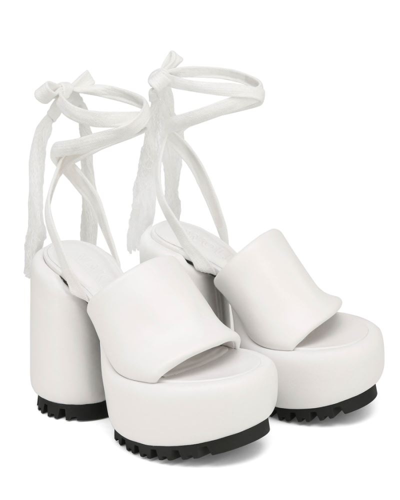 Sandale cu Platforma Naked Wolfe Wonder Piele Dama Albi | Romania 041IPQBL